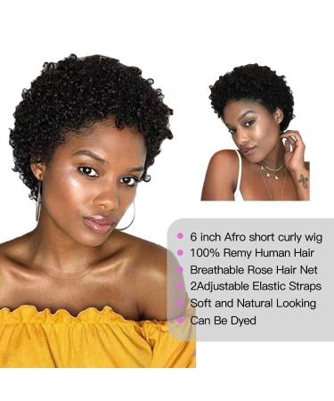 Short Afro Kinky Curly Human Hair Wig for Black Women - Pixie Cut, Natural Black Color - 100% Brazilian Virgin Hair - Buy Online on GoSupps.com