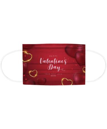 ZQP 50PCS Valentine's Day Love Heart Printed Face_Mask Fashion Disposable_Protection Three Layer Breathable Face_Mask for Adult Couple Style Comfortable for Outdoor Indoor - Buy Online on GoSupps.com