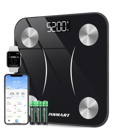 Bluetooth Body Fat Scales INSMART Smart Digital Bathroom Weight Weighing Scales for Body Composition Analyzer with Smart APP Body Composition Fitbit Scales for Fitness (ST/LB/KG) (Black)