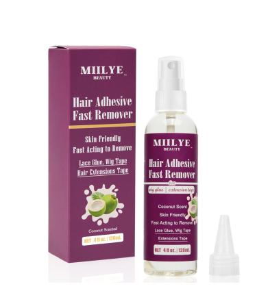 Hair Adhesive Fast Remover 4oz/121ml Tape in Extension Remover Wig Glue Remover Spray to Remove Hair Tape and Wig Glue clear-coconut scent