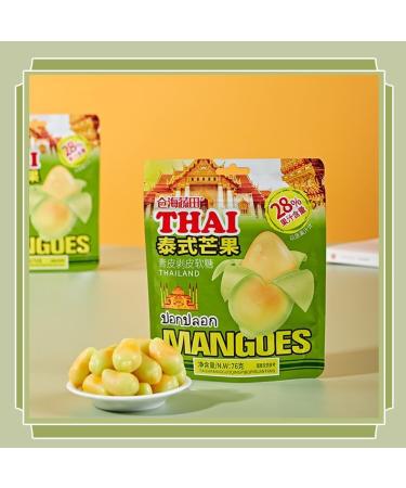 Thai Mango Soft Candy 76g/bag Mango Peelable Candy Fruit Juice Fudge Peeling Gummy Candy Healthy Desserts Gummy candy Wedding Candies Sweets peeled fruit candy snack gifts (Green mango 3bag) Green mango 3bag - Buy Online on GoSupps.com
