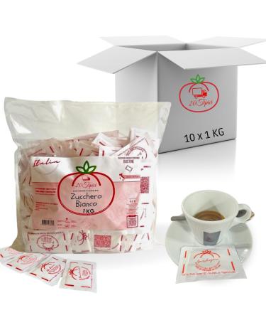 Sugar 10 kg Fine White Single-dose Sachets with Aphorisms &amp; Quotes - Box with 10 Packets of Sugar Bags (Box: 10 kg)