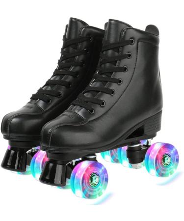 XUDREZ High-top PU Leather Roller Skate Shoes for Women Men - Beginner to Professional Indoor Outdoor Skates - Flash Wheel, Shoes Bag - Size 38/US Women 8/US Men 6.5 - Buy Online on GoSupps.com