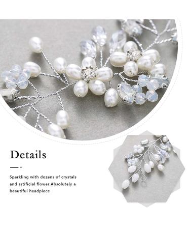 Fashband Wedding Bridal Crystal Hair Vines | Silver Flower Pearl Headband & Rhinestone Headpiece | Elegant Hair Accessories for Women & Girls - Buy Online on GoSupps.com