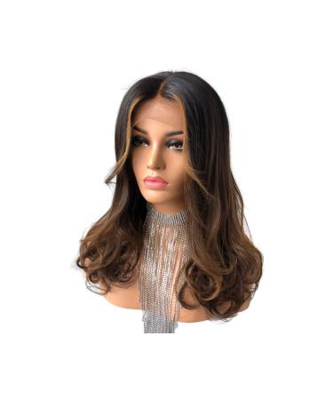Cbwigs Gluess Long Wellig Lace Front Wige Brazilian Remy Real Hair Pulled Knot 150% Density 16 "(40.64cm) ombre Braun All Front Lace Bleached Knots Ombre Brown