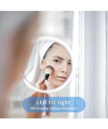 Laokiiy LED Handheld Mirror with Swivel Folding Handle - USB Rechargeable Compact Makeup Mirror for Travel, Office, and Outdoor Use (Pink) - Buy Online on GoSupps.com