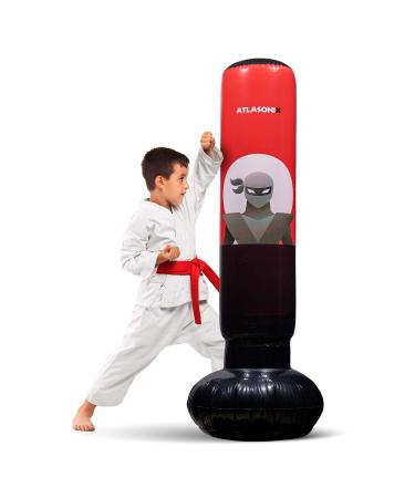 Punching Bag for Kids 8-12, Inflatable Kids Punching Bag for 3-8 Years, Karate Gifts for Boys, Kids Boxing Bag, Kid Punching Bag, Kickboxing, Taekwondo Ninja Toys Red