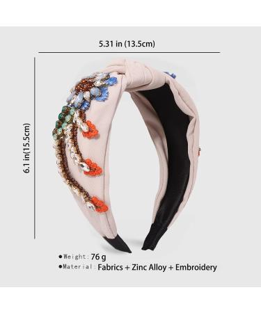 Yusier Baroque Rhinestone Crystal Headband for Women - Embroidered Hair Band in Beige | Exquisite Hair Accessory - Buy Online on GoSupps.com