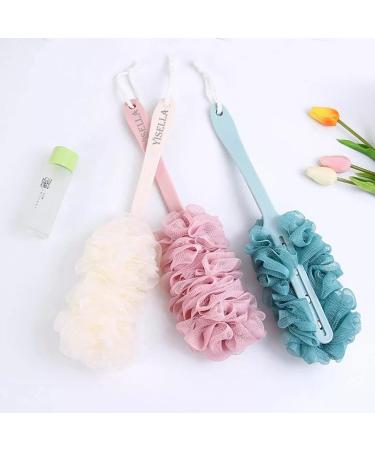 Long Handle Loofah Back Scrubber - Bath Body Brush Sponge (3 Pack, Pink/White/Blue) - Buy Online on GoSupps.com