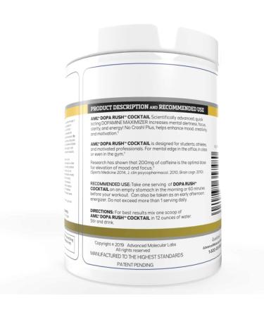 AML Dopa Rush Powder - Dopamine Maximizer - Cherry Lemon Flavor - 5.29 oz - Boost Alertness, Focus, Energy & Clarity - Buy Online on GoSupps.com