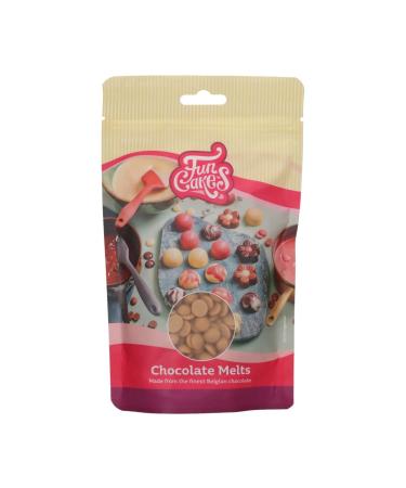 FunCakes Chocolate Melts Gold: Melting Chocolate to Make Sweet Bonbons Drips Glaze Cake Decorations Drizzles. Easy Melting in Microwave or Au Bain-Marie Halal. 200g.