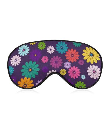 Colorful Flowers Sleep Mask for Women Adjustable Sleeping Eye Shades Cover with Elastic Strap