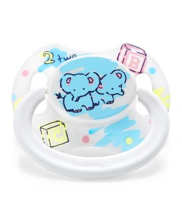 LittleForBig Large Shield Pacifier Generation II in Adult Size White Vintage Elephant Pattern - Buy Online on GoSupps.com