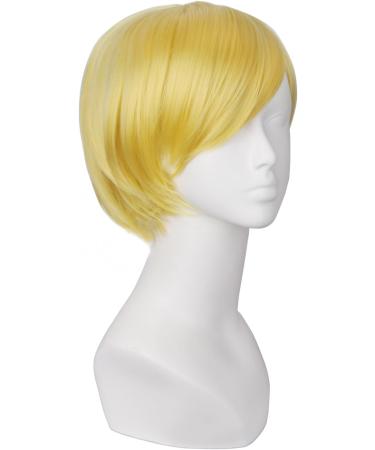 MapofBeauty Cosplay Men's Short Straight Wig - Blonde Flax Yellow - Buy Online on GoSupps.com