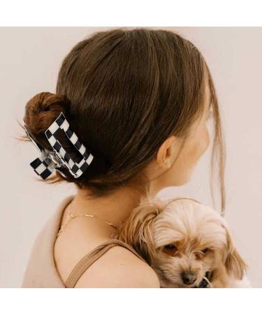 AOPRIE Chess Board Style Hair Clips Set - Large & Medium Claws for Women/Girls - White/Black 2 Pack - Buy Online on GoSupps.com