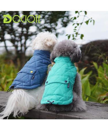 Shop Docio Dog Winter Coat - Cotton Padded Jacket Vest for Small Dogs | L Turquoise | 1-Pack - Buy Online on GoSupps.com