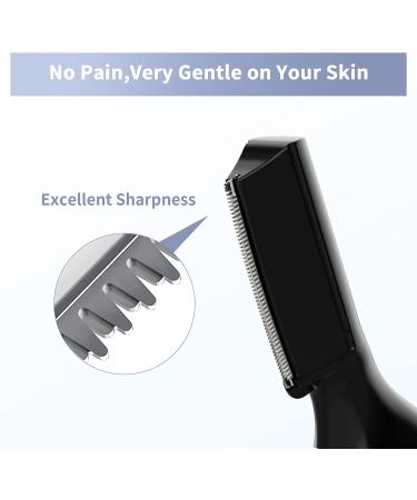 Rechargeable Electric Eyebrow Trimmer for Women Men - Painless Facial Hair Shaver with LED Light and Replacement Blade - Black - Buy Online on GoSupps.com
