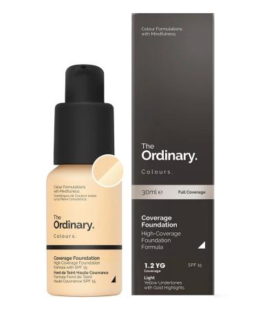 The Ordinary Coverage Foundation 1.2YG Light Yellow Undertones with Gold Highlights SPF15 30 ml (Pack of 1) Yellow Gold