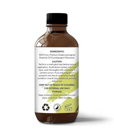 Florona Lemongrass Essential Oil USDA Organic - 4 fl oz | Therapeutic Grade for Hair & Skin Care, Diffuser Aromatherapy - Buy Online on GoSupps.com