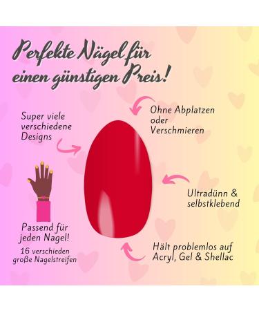 Rubinrot I 16 Ultra-D nne Nail Foils - Red Self-Adhesive Nail Polish Strips for Natural & Acrylic Nails | Premium Nail Art Wraps - Buy Online on GoSupps.com