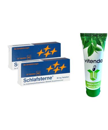 Schlafsterne 2x20 tablets including a hand cream from vitenda - For difficulty falling asleep and staying asleep