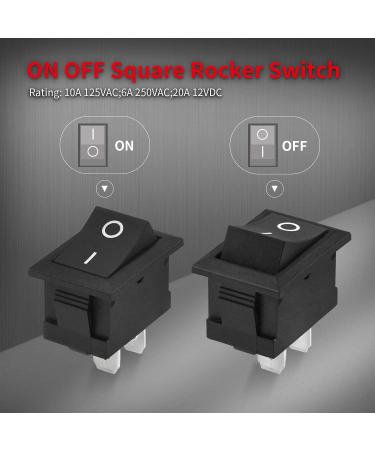 DaierTek Mini Rocker Switch T85 2 Pin SPST ON Off Toggle KCD1 Switch 12V 20A Black - 10 Pack - Buy Online on GoSupps.com