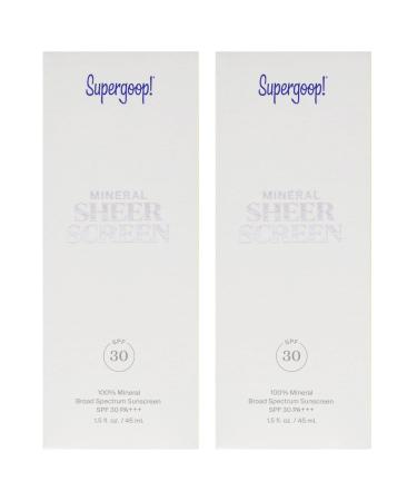 Mineral Sheer Screen SPF 30 by Supergoop for Women - 1.5 oz Sunscreen - Pack of 2 - Buy Online on GoSupps.com