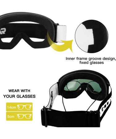 VGOOAR OTG Ski Goggles - Borderless Design Anti-Fog Coating UV400 Protection for Men & Women - Premium Gold Snow Glasses - Buy Online on GoSupps.com