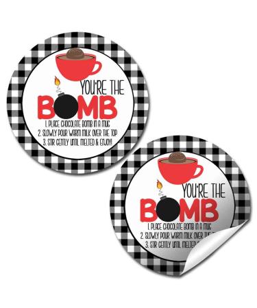 You're The Bomb Red Mug with Buffalo Plaid Border All-Occasion Hot Cocoa Bomb Sticker Labels  40 2 Circle Stickers by AmandaCreation