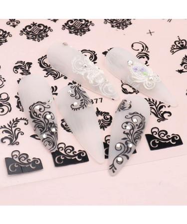 12design/sheet Nail Art Decor Manicure DIY Valentine Design Slider Decals 3D Lace Flower Leaf Nail Stickers Mandala(02) Style02 - Buy Online on GoSupps.com