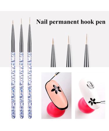 3-Pack Blue Nail Art Brushes Set | Professional Detailed DIY Tools for Nail Art Design - Buy Online on GoSupps.com
