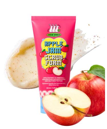 CHASIN' RABBITS Apple Jam Scrub Foam 4.05 Fl Oz Exfoliating & Hydrating Cleanser with Triple Scrub Particles pH-Balanced Apple-Infused Face Wash for Smooth & Radiant Skin Korean Skincare