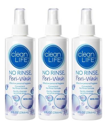 No-Rinse Peri-Wash, 8 fl oz - Soothing, Protecting Perineal Cleanser (Pack of 3)