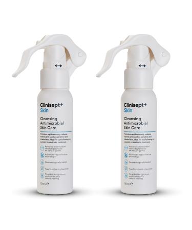 Clinisept+ Skin 200ml with Spray | Cleanser + Anti-Microbial | Procedure Aftercare | 100ml x 2 | Travel Size Value Double Pack