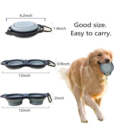 Portable Travel Dog Bowl - Collapsible Silicone Pet Bowl for Food & Water | Ideal for Hiking & Walking - Gray - Buy Online on GoSupps.com