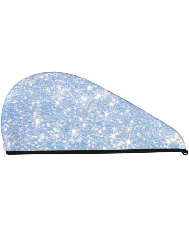Super Absorbent White Blue Glitter Microfiber Hair Towel Wrap - Quick Dry Coral Velvet for Long Curly & Thick Hair - Ideal for Women - Buy Online on GoSupps.com