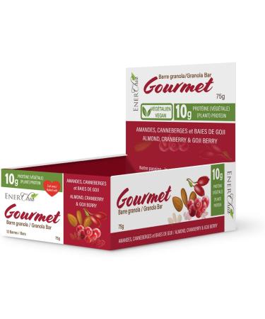 ENERCHIA Gourmet Granola Power Bar - Almond Cranberry & Goji Fruit - Vegan Protein Breakfast Bar (10g protein per 75g Snack Bar Pack of 12) - Buy Online on GoSupps.com