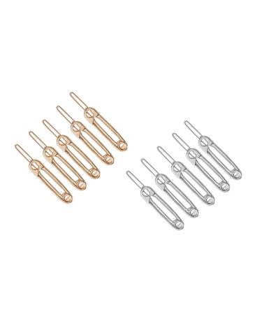 SALOCY Safety Pin Hair Clip Hollow Hair Clips Gold Silver Hair Clips Geometric Hair Clips Brooch Pin Shape Barrettes 10Pcs