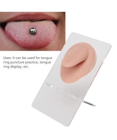 Soft Silicone Tongue Model - Flexible Fake Tongue Piercing Ad Reusable Design with Acrylic Holder Medium Skin Color - Perfect for Lessons & Diverse Uses - Buy Online on GoSupps.com