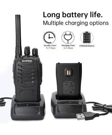 BaoFeng Walkie Talkies Long Range Rechargeable Walkie Talkie Set Portable Handheld 16Channels Two Way Radio with Earpiece 3 pcs - Buy Online on GoSupps.com