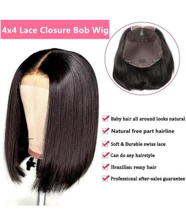 Vallbest Brazilian Virgin Human Hair Bob Wig 14 | 4x4 Lace Closure | Pre Plucked with Baby Hair | 150% Density | For Black Women - Buy Online on GoSupps.com