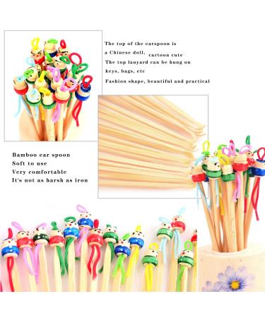 10-Pack Handmade Bamboo Ear Cleaner Set - Portable Earwax Removal Tool for Adults & Children | Doll Head Decoration, Goose Feather, 2 Styles - Buy Online on GoSupps.com
