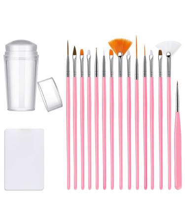 Nail Stamper Nail Art Brushes - French Tip Nail Stamp Clear Nail Art Stamper Jelly with Scraper, 3pcs Nail Pen Brushes, Soft Silicone Stamper Printer DIY French Tip Nail Stamping Manicure Tool (Nail Stamper 15PCS Nail Brushes)