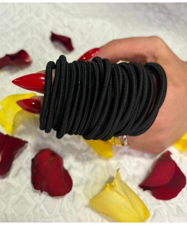 24 Elastic Hair Bands 4mm Elastic Hair Ties Ponytail Holders Bulk Hair Ties No Metal Gentle Elastics for Women Men Girls Kids Black - Buy Online on GoSupps.com