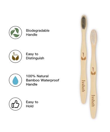 Isshah Biodegradable Eco-Friendly Natural Bamboo Charcoal Toothbrushes - 12 Pack - Buy Online on GoSupps.com