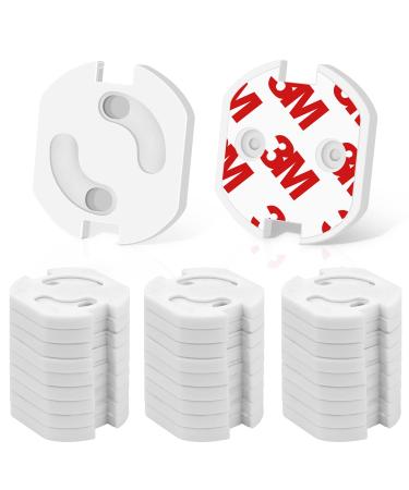 Kimsky 30 pieces sockets of child locking with rotary mechanics and full-surface itself adhesive tape screwable and plug-in white sockets for baby and children safety protection socket