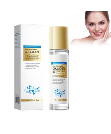 Crsetmyth Collagen antiwrinkle facial water 100 ml collagen toner immediate firming effect reduces mimic wrinkles for face and d collet clear skin toner for mature skin reduces