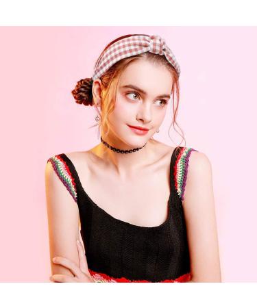 VELSCRUN 5 Pcs Plaid Headbands for Women - Wide Knot Top Vintage Hair Accessories in 5 Colors - Buy Online on GoSupps.com