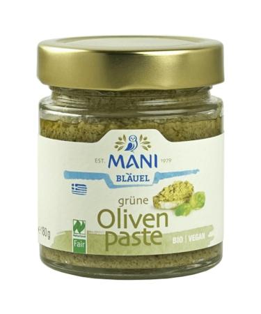 Mani organic green olive paste 180 gr glass