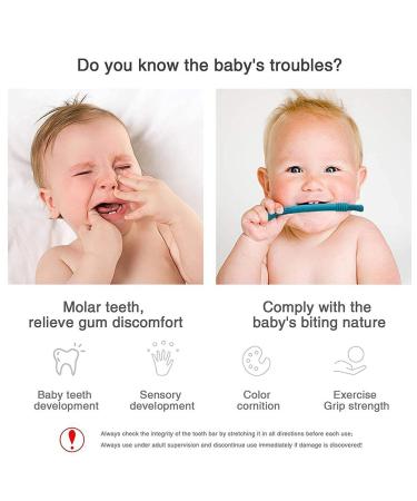 Akemaio Silicone Baby Teething Toys - 4 Pack Hollow Toothed Tubes in Yellow Pink Gray & Blue-Green with Cleaning Brush - Buy Online on GoSupps.com